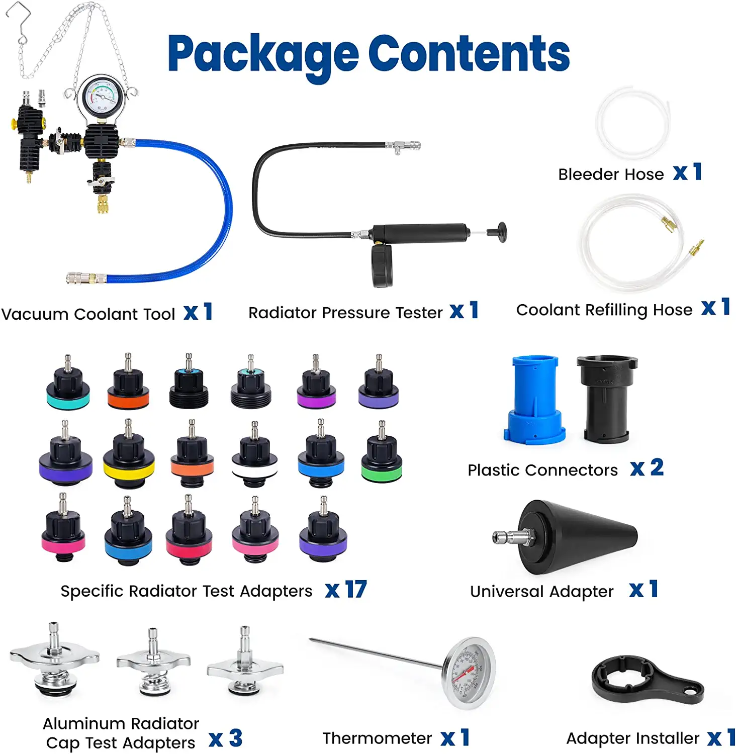 Pressure Tester & Vacuum Type Cooling System Kit  28pcs