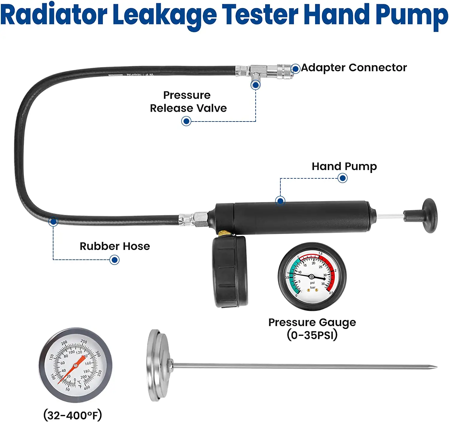 Pressure Tester & Vacuum Type Cooling System Kit  28pcs